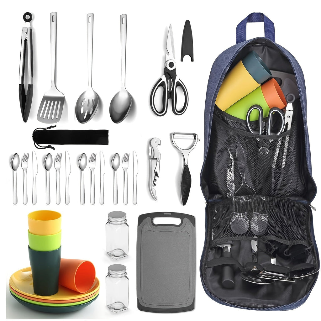 31pcs Stainless Steel Camping Cookware Set Outdoor Kitchen