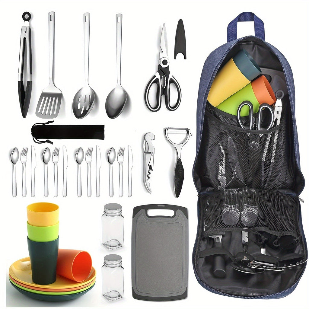 31pcs Stainless Steel Camping Cookware Set Outdoor Kitchen