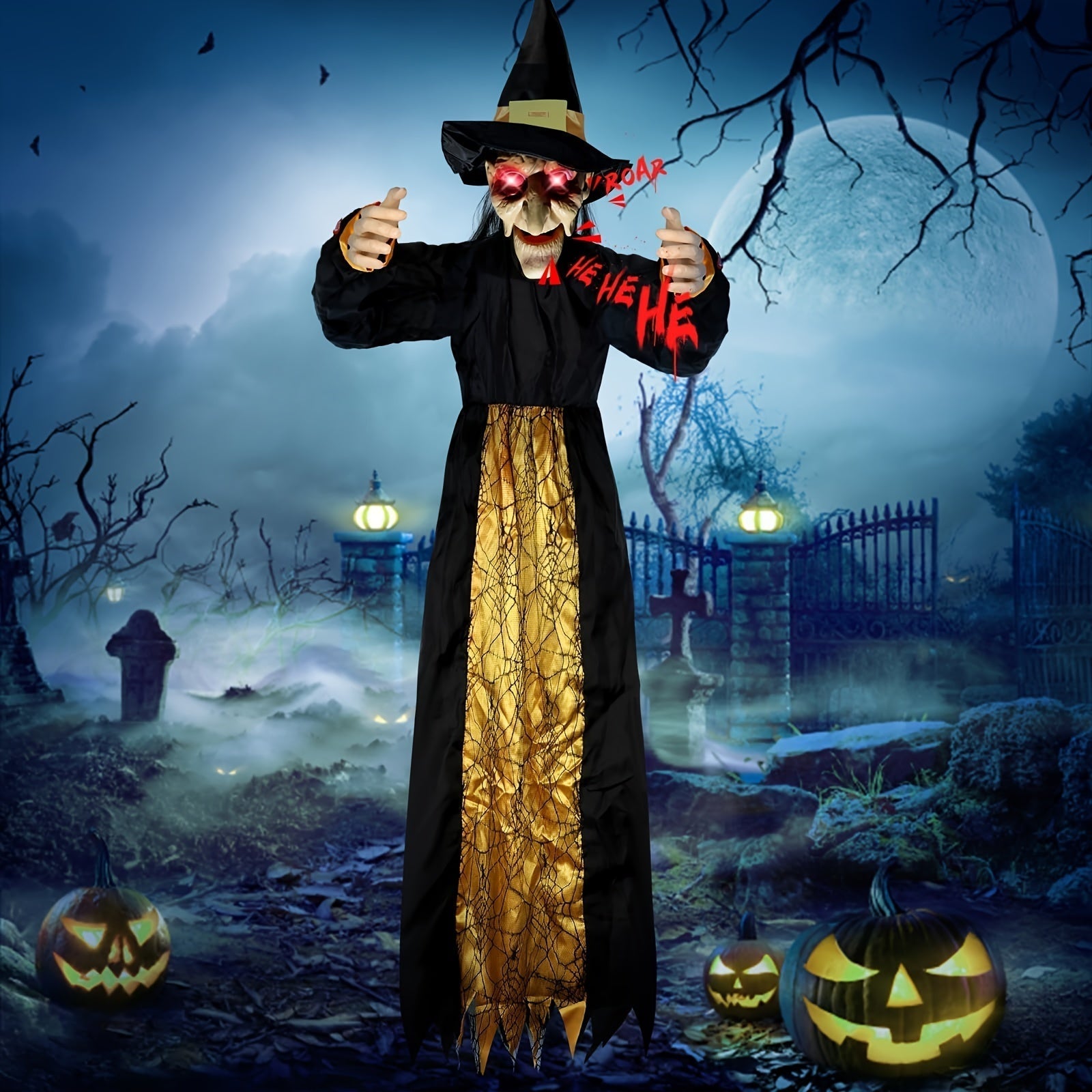 Motion-Activated Witch Sound Sensing Halloween Decoration