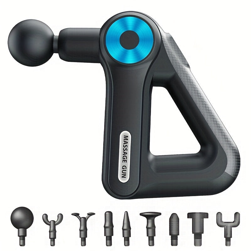 Large Capacity Fascia Gun Massager - 9 Interchangeable Heads(Black)