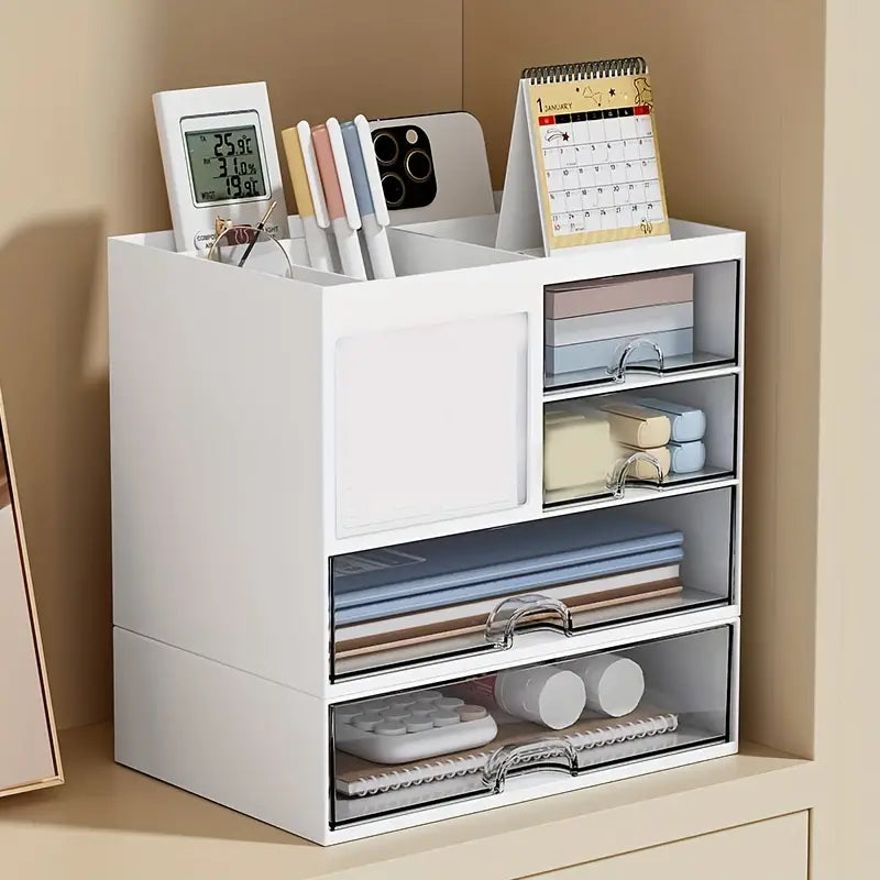 Modern White Desktop Office Desk Storage Box with Drawers - Rust Resistant