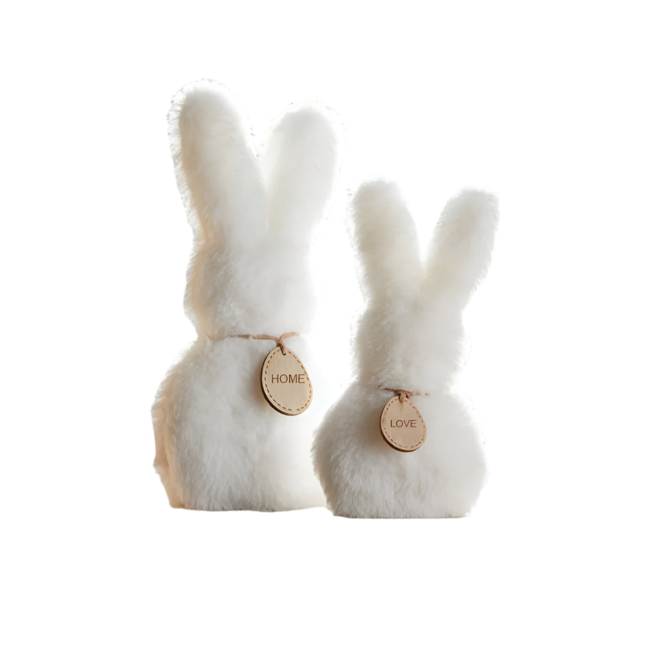 2Pcs Fluffy Bunny Easter Decoration Set