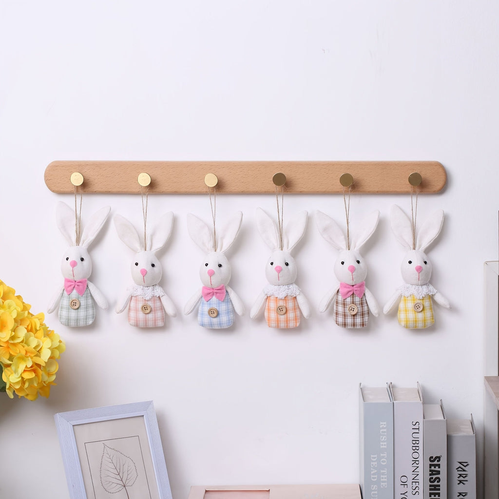 6Pcs Easter Bunny Plush Decorations With Bow Ties