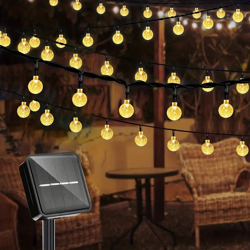 Solar Crystal Globe String Lights - 1 Pack, 100 LED, IP65 Waterproof, 8 Lighting Modes