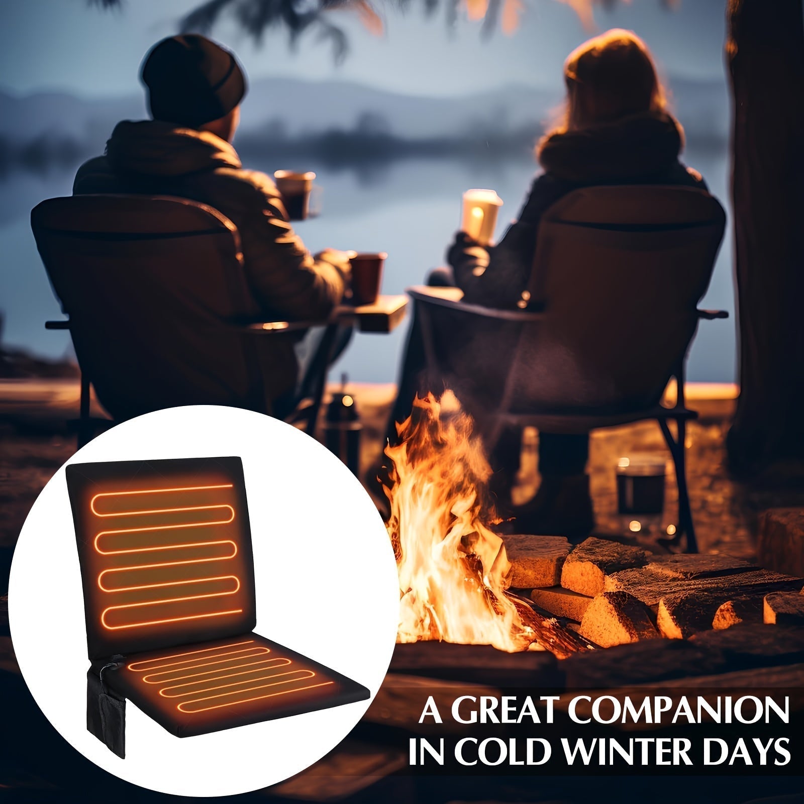 Portable Heated Foldable Seat Cushion with USB Power