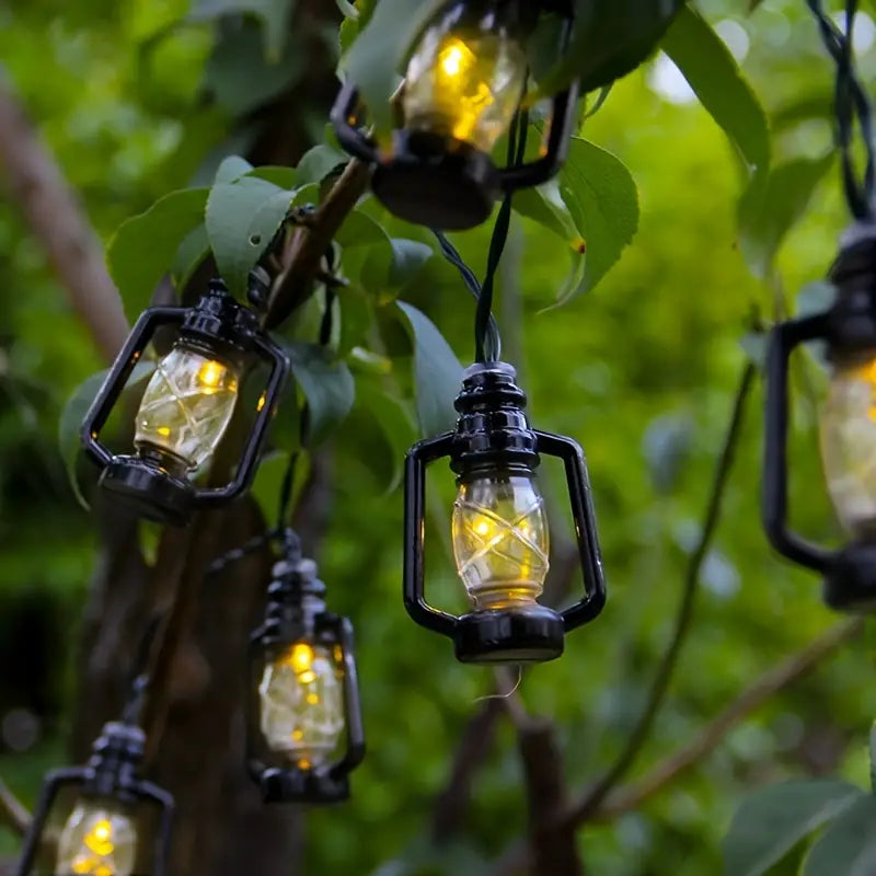 Solar Retro Oil String Lamp - 1 Pack, 8 Functions, Waterproof Outdoor