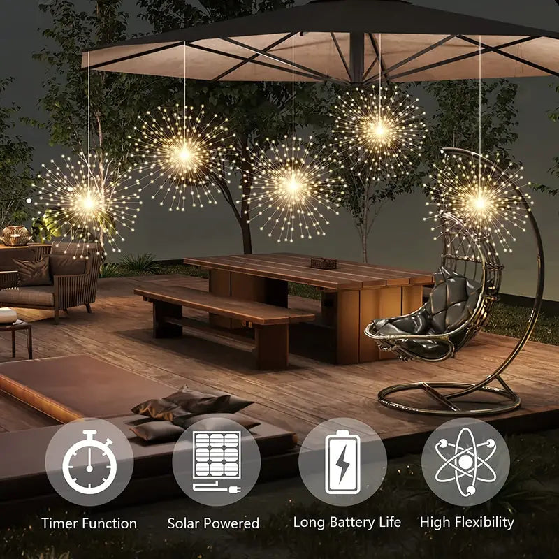 Glistening Christmas: 4-Pack Hanging Solar Firework Lights