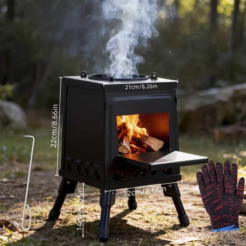 Portable Folding Firewood Camping Stove – Multifunctional Wood Burning BBQ & Picnic Stove