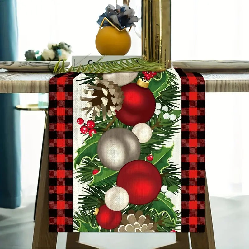 Red & Black Buffalo Check Plaid Christmas Table Runner