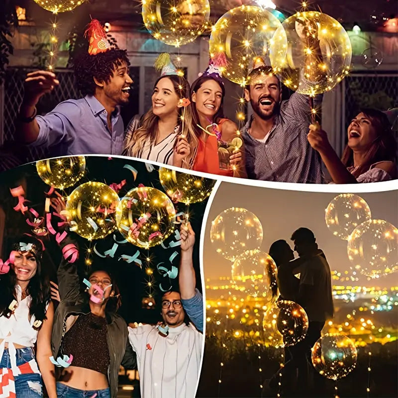 10pcs LED Balloons: Luminous Bobo Light-Up Flashing Helium Balloons(Warm Light)