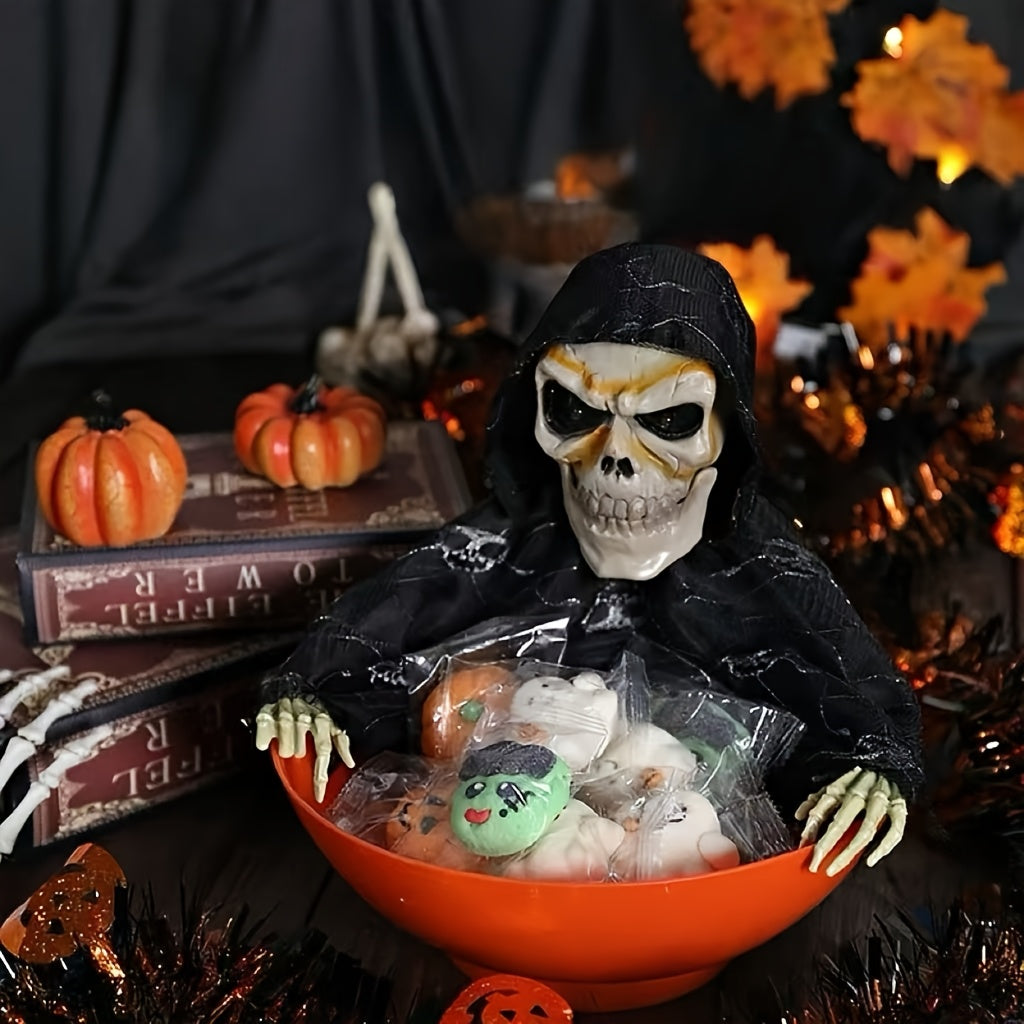 Halloween Skeleton Candy Plate with Witch Hat
