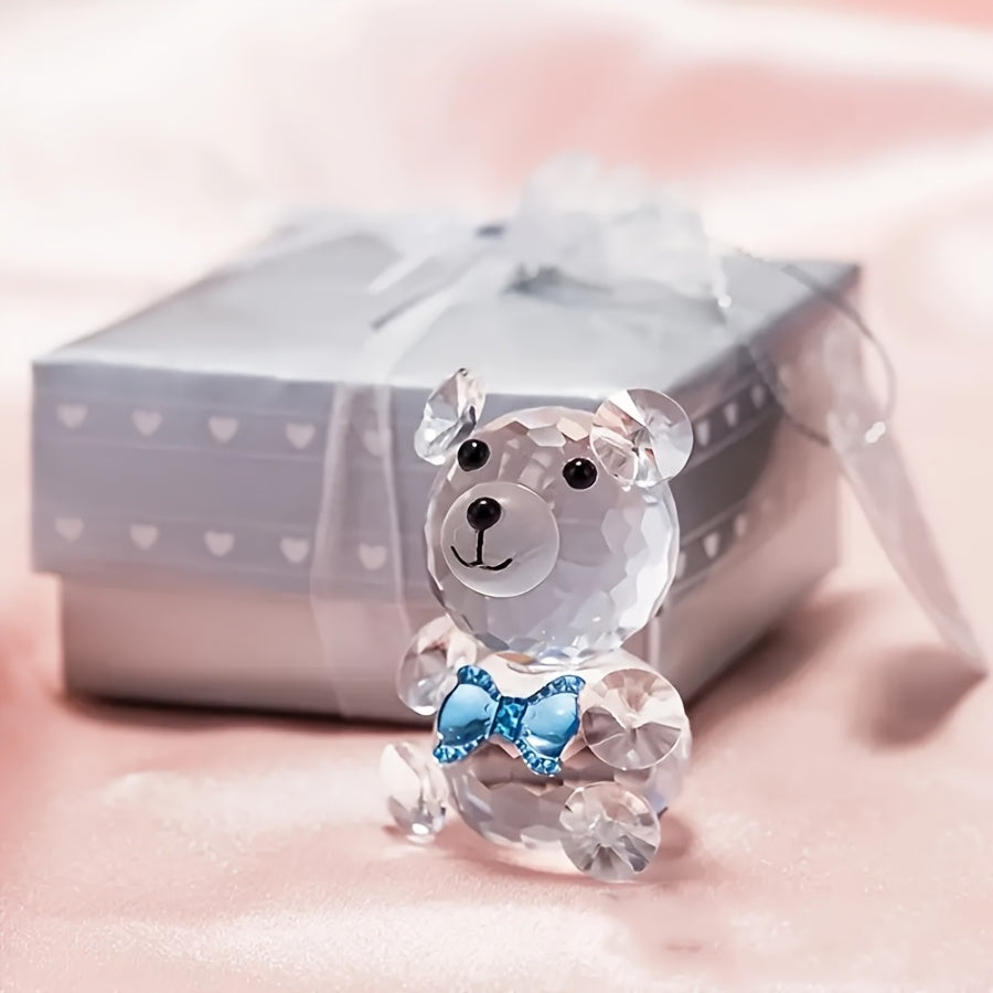 Crystal Bear With Glass Rose, Valentine'S & Wedding Gift