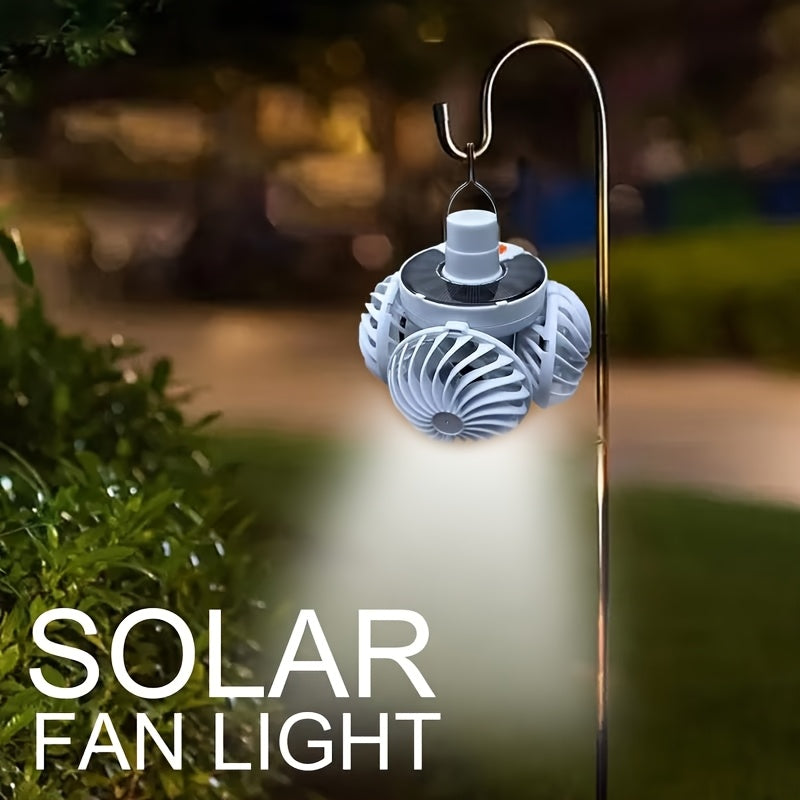 Solar Camping Fan with Light USB Rechargeable