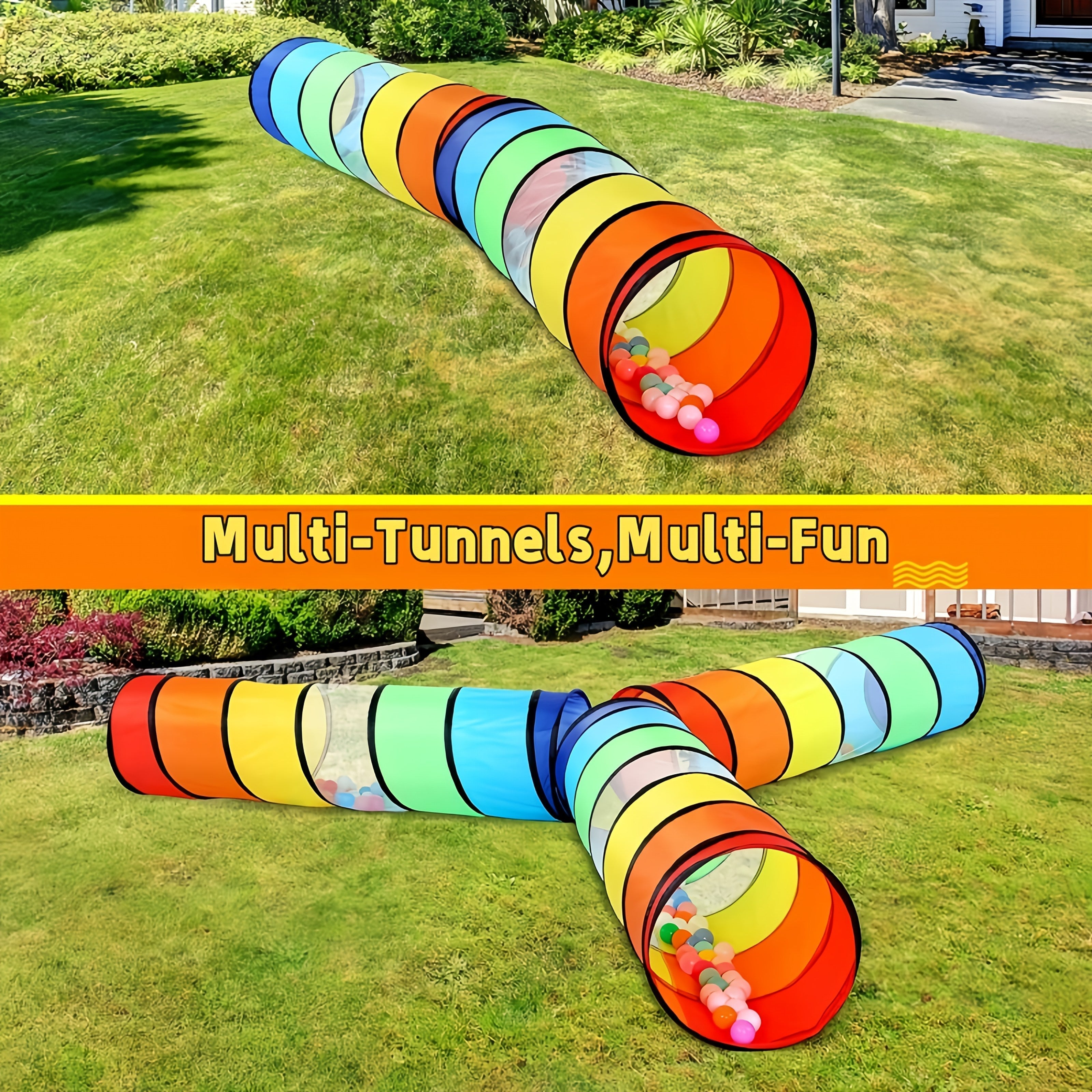Pop-Up Pet Crawl Tunnel Tent with Toys