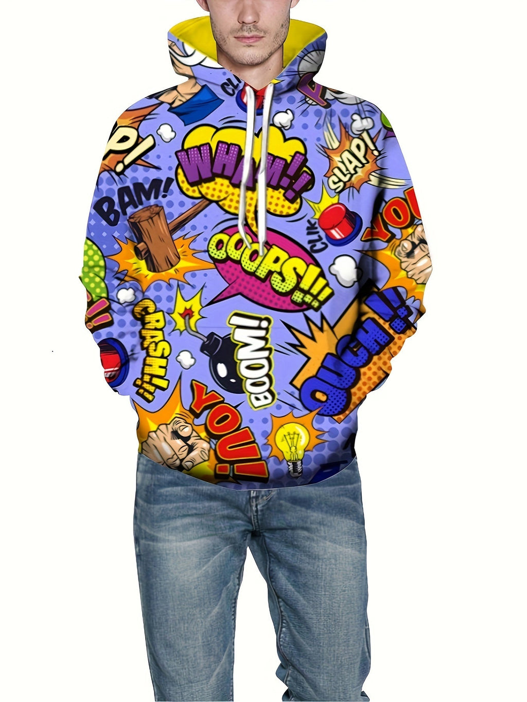 Casual Patterned Kangaroo Pocket Hoodie