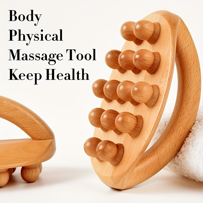 2Pcs 12-Beads Gua Sha Massage Stick – Carbonized Solid Wood(Brown)