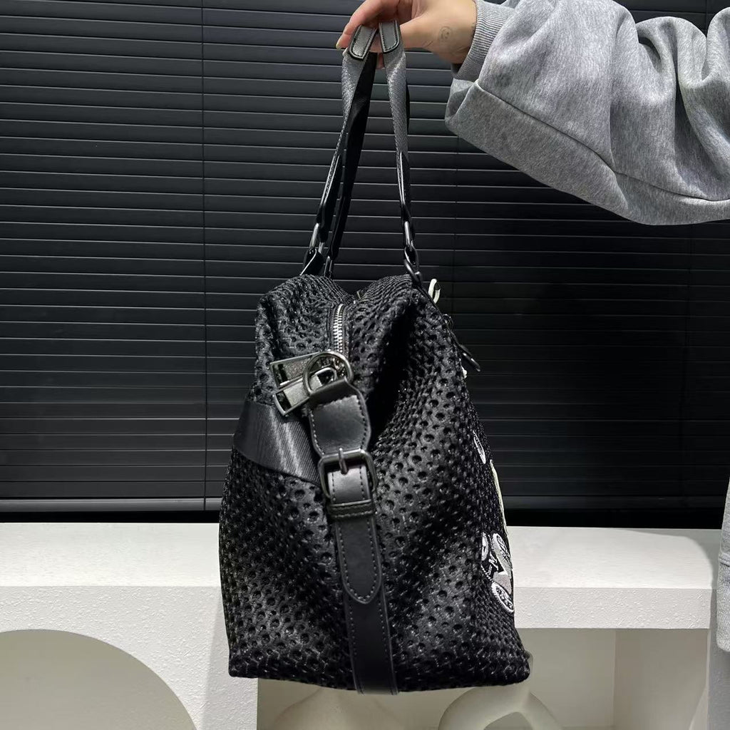 Teddy Bear Print Shoulder Tote Bag