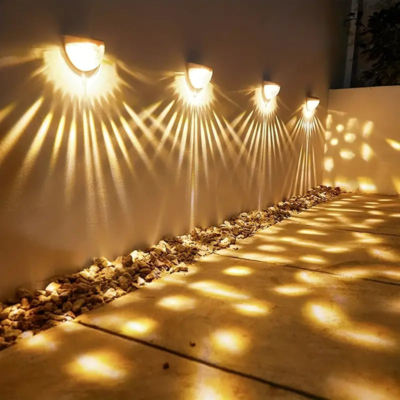 Twinkling Festive Glow: Christmas Solar Fence Lights 4-Pack