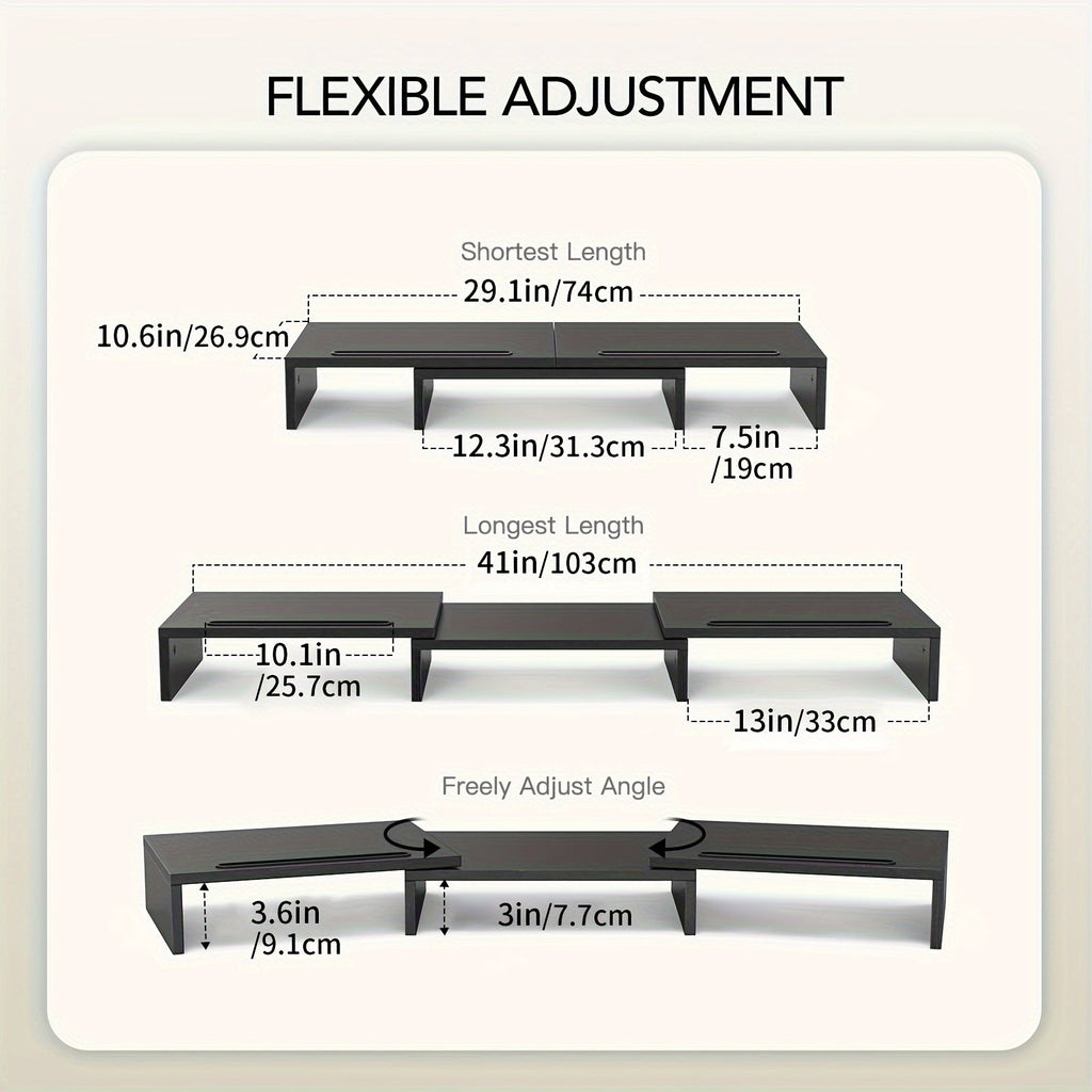 Adjustable Dual Monitor Stand with Storage (2-Slot)