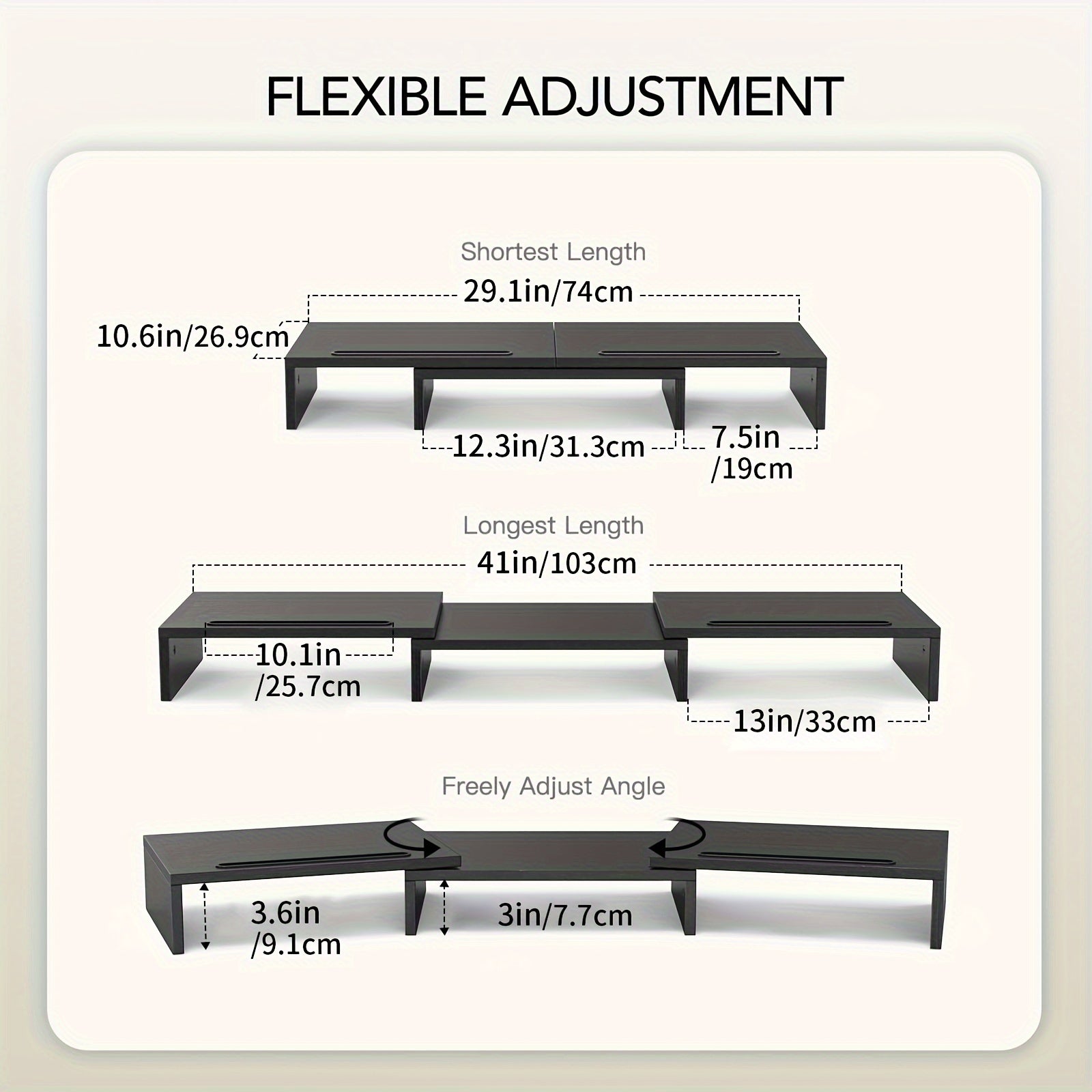 Adjustable Dual Monitor Stand with Storage (2-Slot)