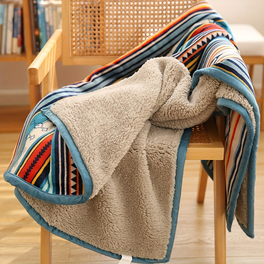 Nordic Bohemian Striped Fleece Blanket
