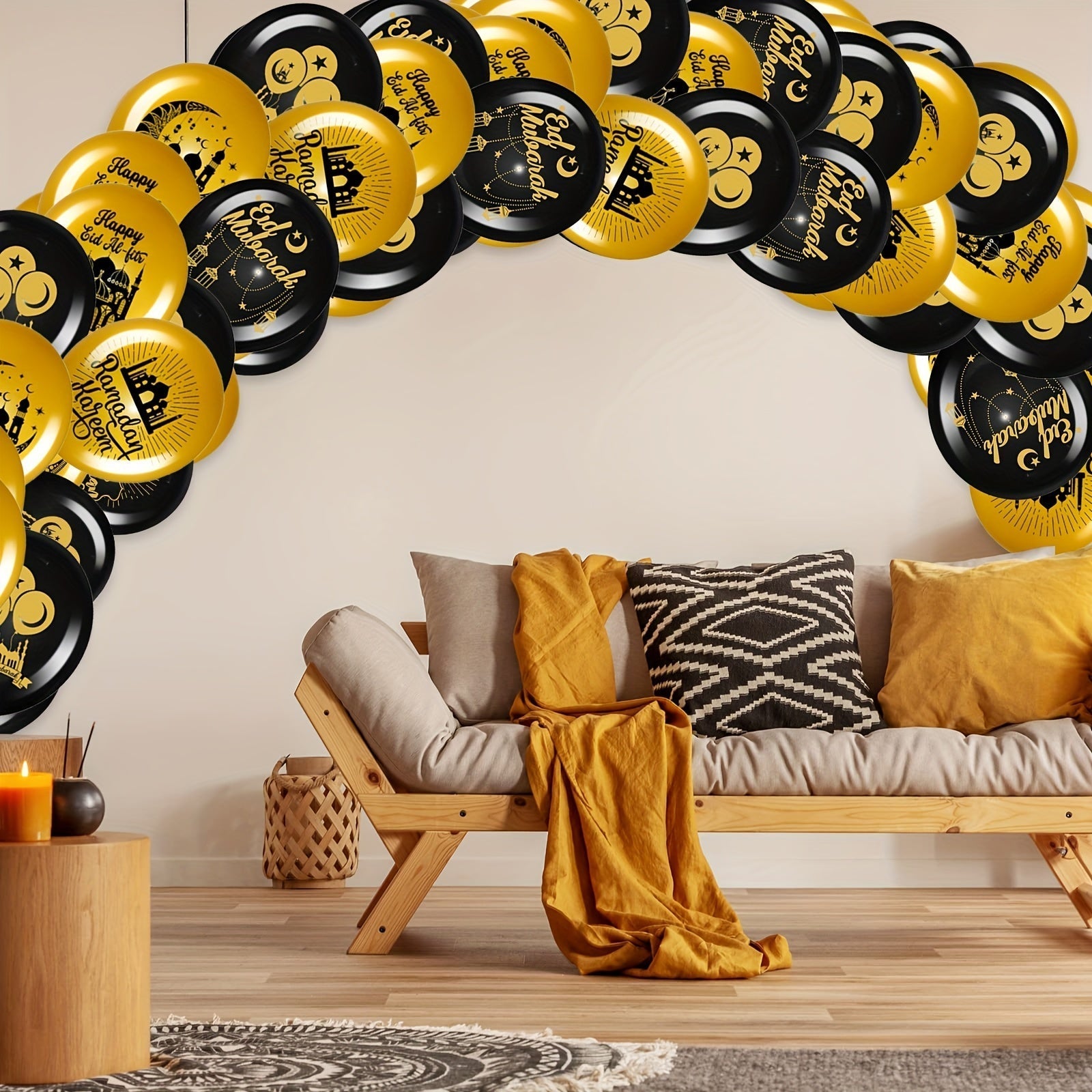 30pcs Black Gold Ramadan Mubarak Balloons