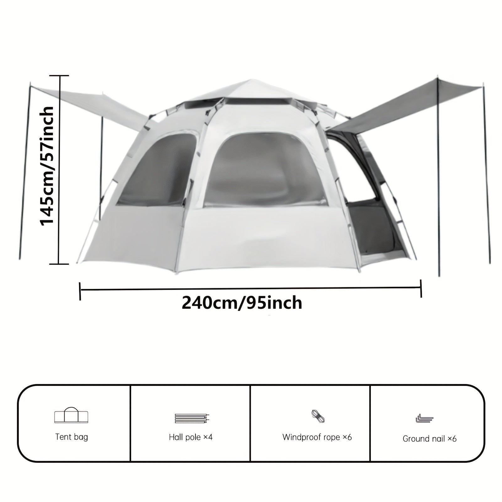 Hexagonal Quick Opening Outdoor Camping Tent 6-Person