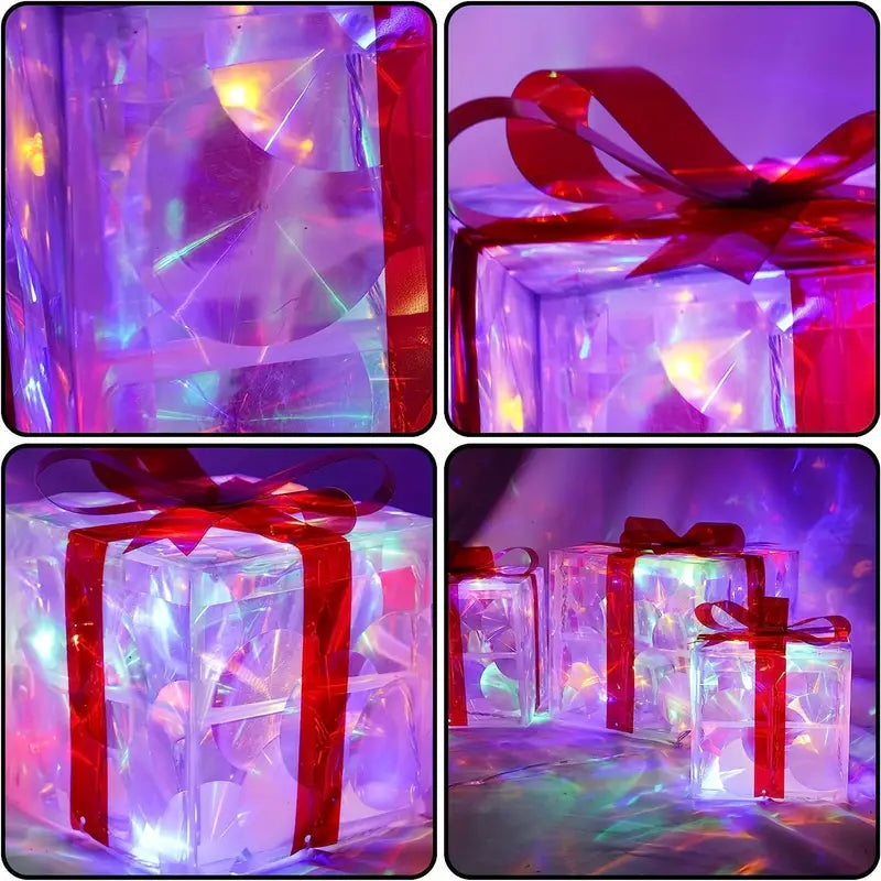 Twinkling Trio: Christmas Lighted Gift Box Set