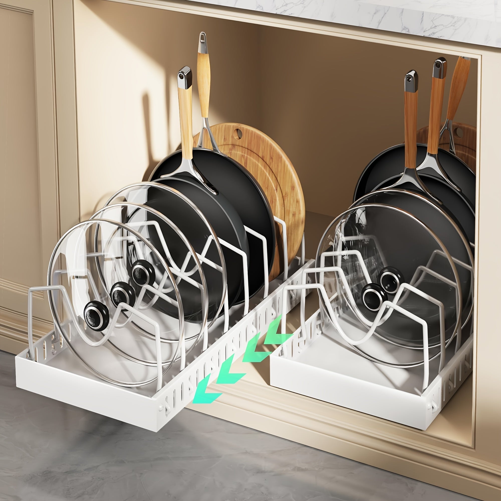 Pull-Out Cookware and Lid Organizer Rack (2-Piece)