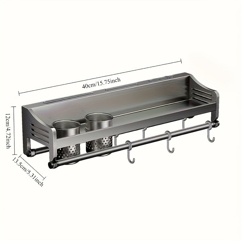 Wall-Mounted Kitchen Stainless Steel Storage Rack
