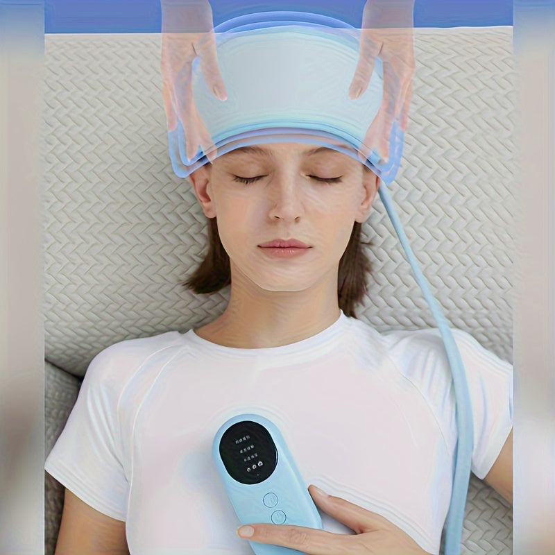 Usb Rechargeable 360° Scalp Massager With Heat & Air Compression(Blue)
