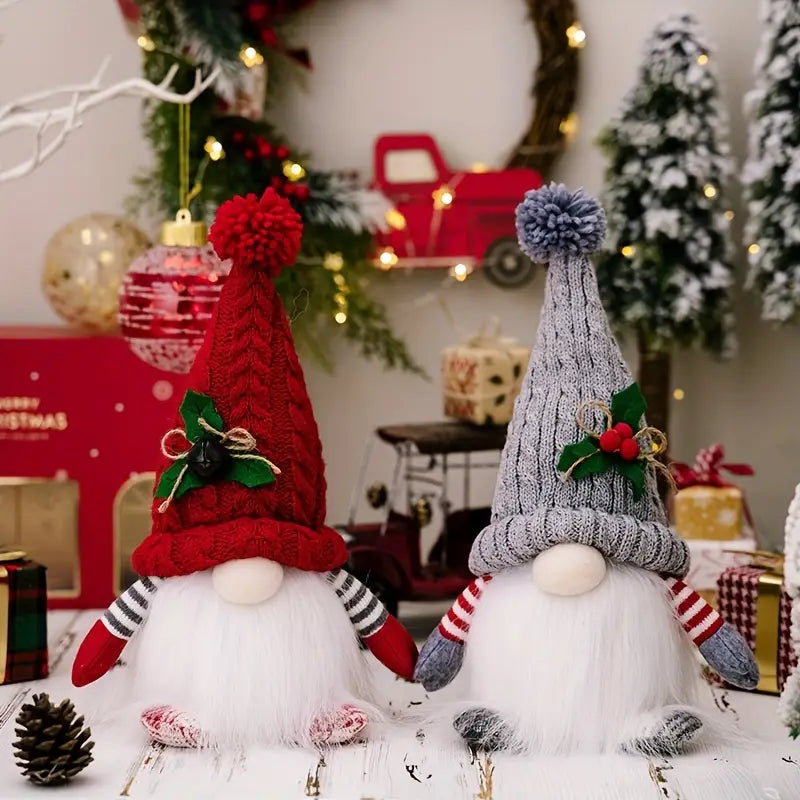 2-Piece Christmas Gnome Set with Light-Up Green Hat & Colorful LED Lights