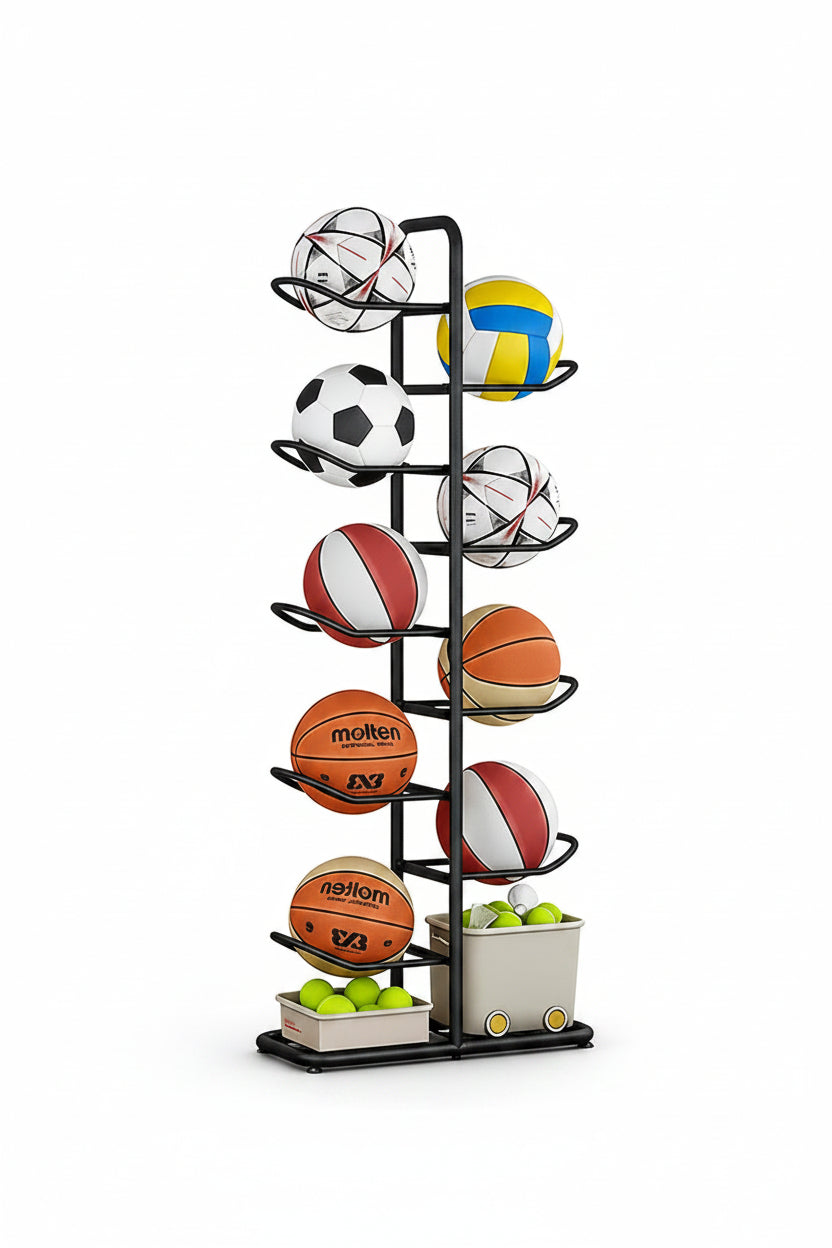 Multi-Tier Basketball Storage Rack Organizer