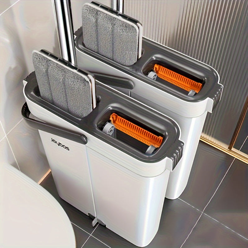 Hands-Free Flat Mop Cleaning Set with Bucket