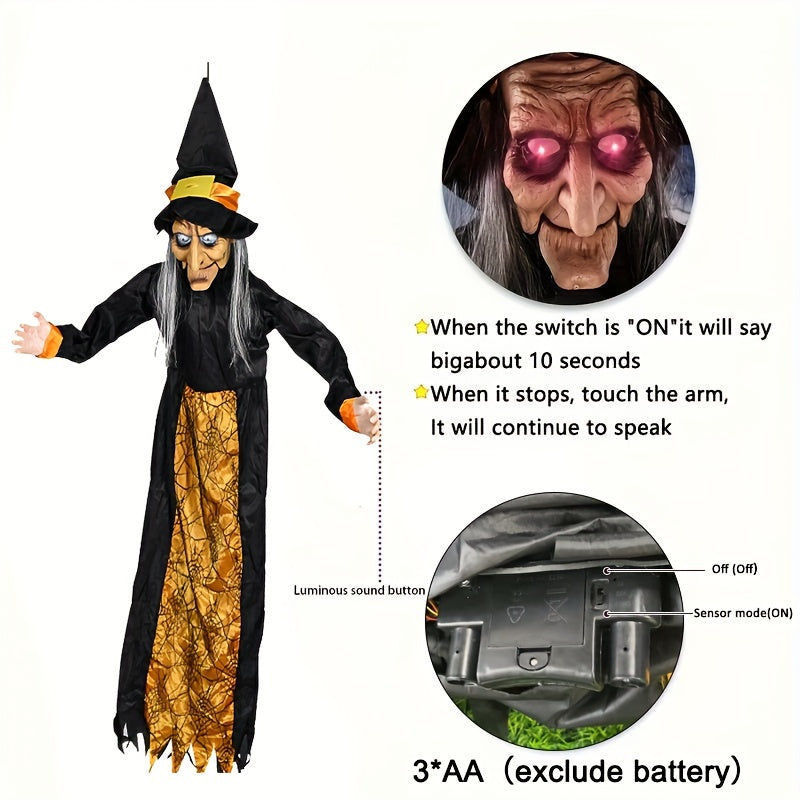 Motion-Activated Witch Sound Sensing Halloween Decoration
