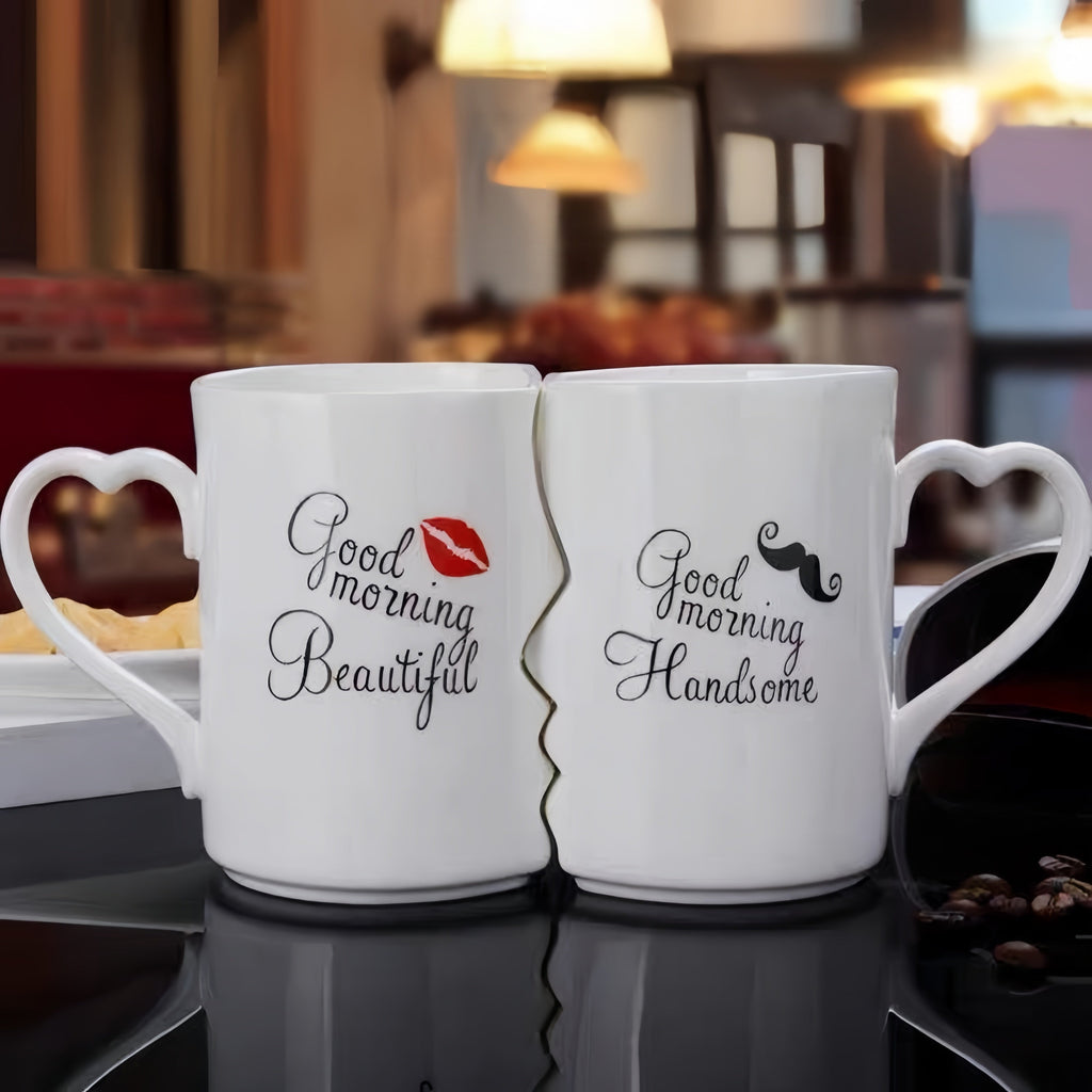 2Pcs Kissing Ceramic Couple Mugs