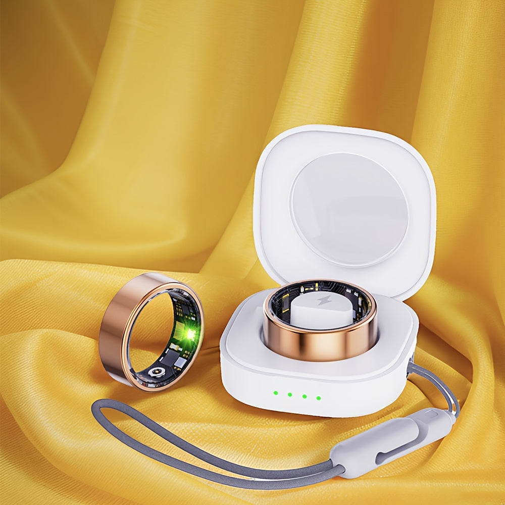 Smart Fitness Ring With Charging Case - Gold