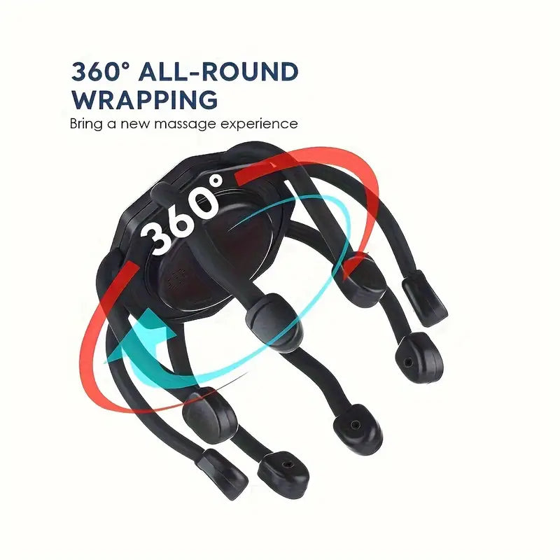 Rechargeable 8-Finger Scalp Massager - Black