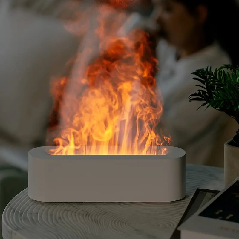 Mini USB-Powered Color-Changing Flame Aroma Diffuser & Cool Mist Humidifier - White