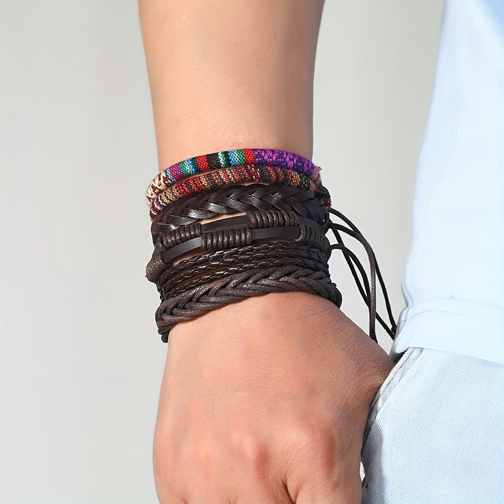 Men's Vintage PU Leather Bracelet Set (36pcs)