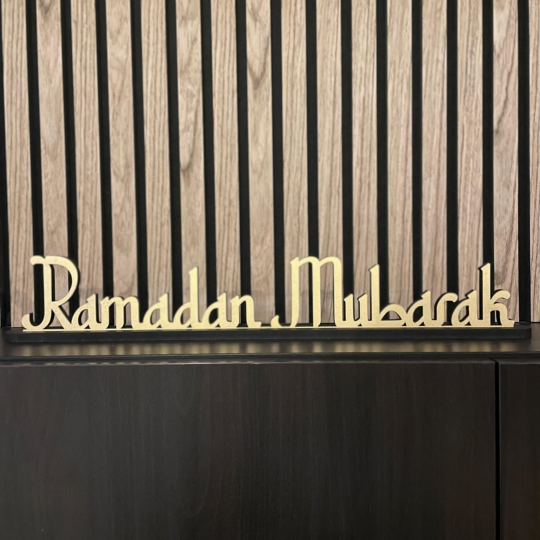 Elegant Wooden Ramadan Mubarak Table Sign