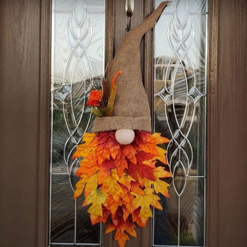 Halloween Gnome Door Hanging Wreath