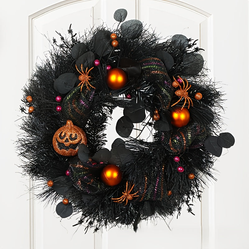 Halloween Wreath with Jack-O-Lanterns and Bats