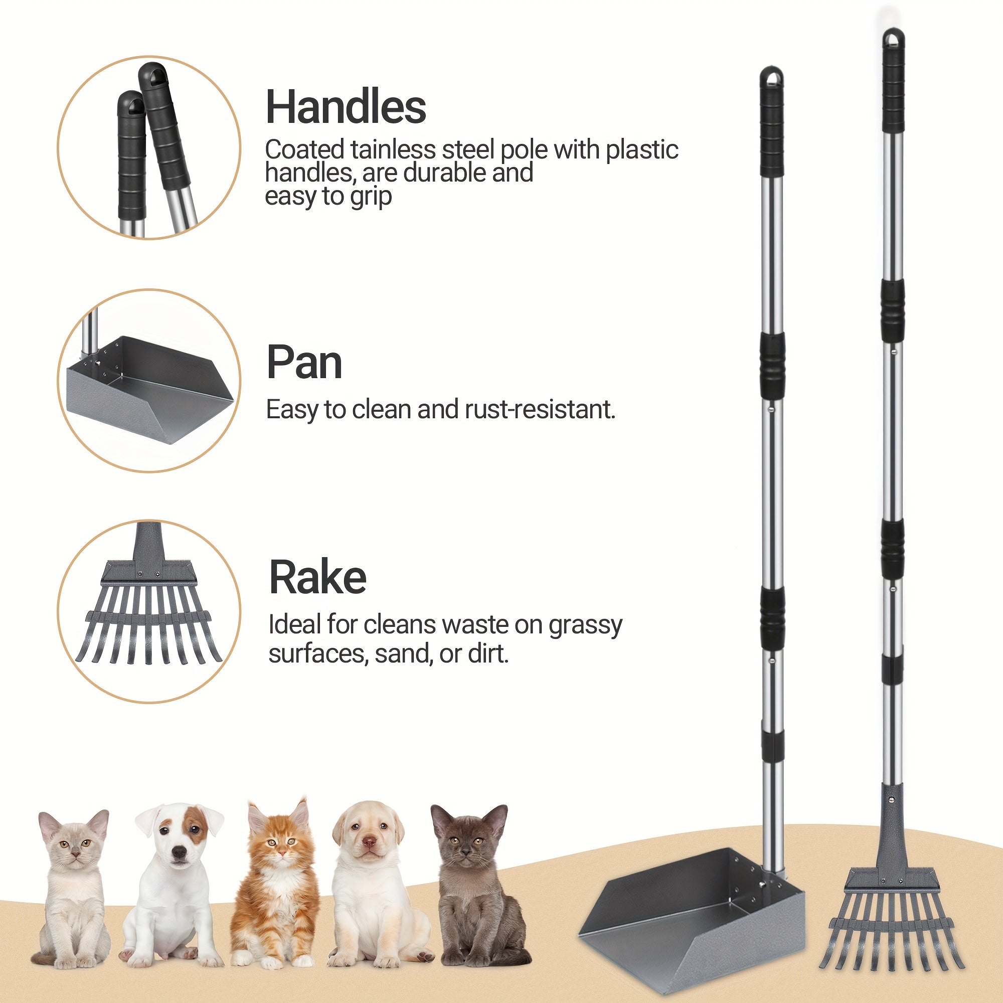 Dog Pooper Stainless Steel Scooper Set