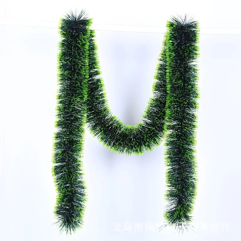 Snowflake Rattan Christmas Decoration Strip - 6.56ft Dark Green with White Edge