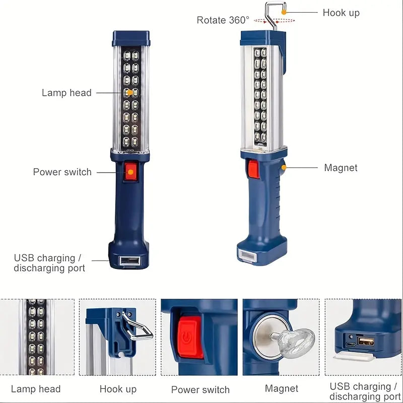 Illuminate Your Adventures with our Rechargeable Portable COB Work Light