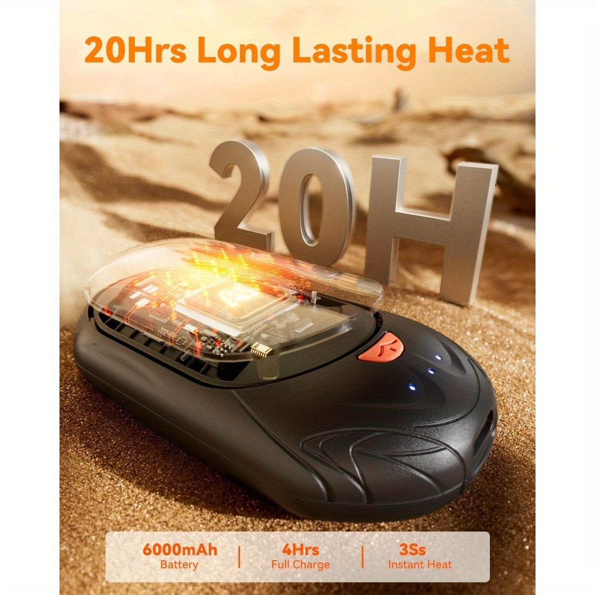 2-Pack Rechargeable Hand Warmers with 3 Heat Settings