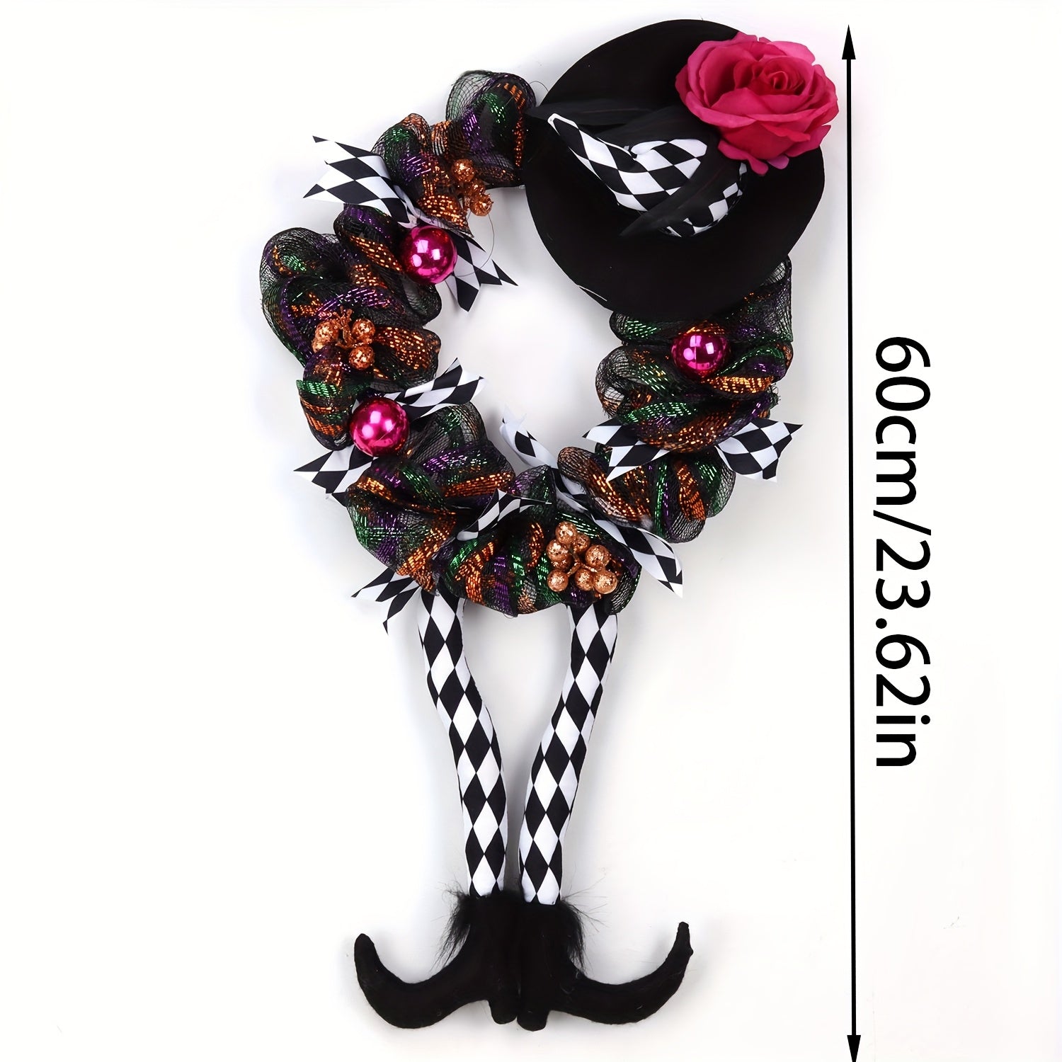 Halloween Witch Wreath with Hat and Legs
