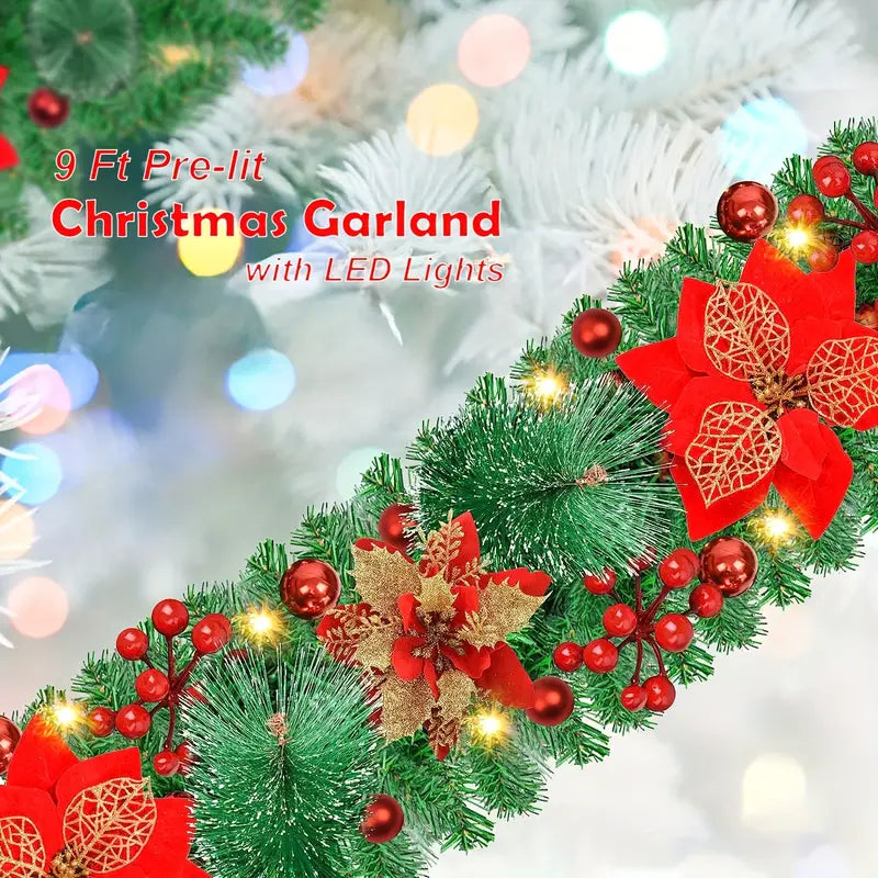 Enchanted Glow: Battery-Powered Artificial Christmas Garland Lights