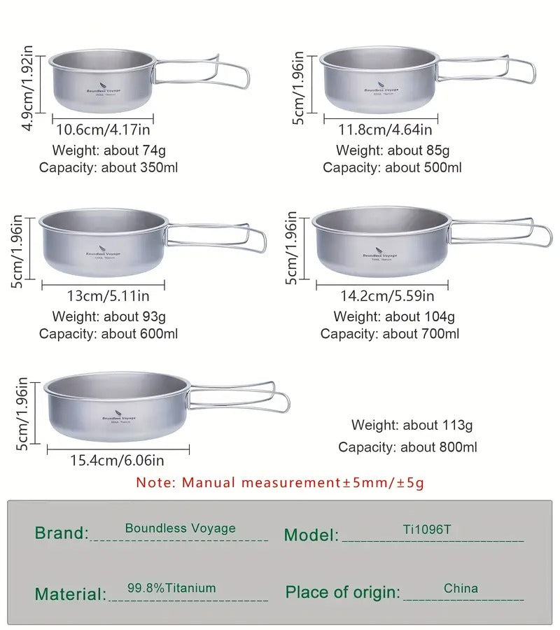 Camping Cookware Set Foldable Outdoor (5pcs)